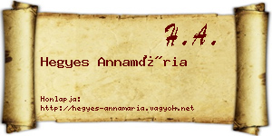 Hegyes Annamária névjegykártya