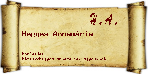 Hegyes Annamária névjegykártya